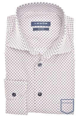 Ledub Ledub business overhemd normale fit wit geprint katoen easy iron
