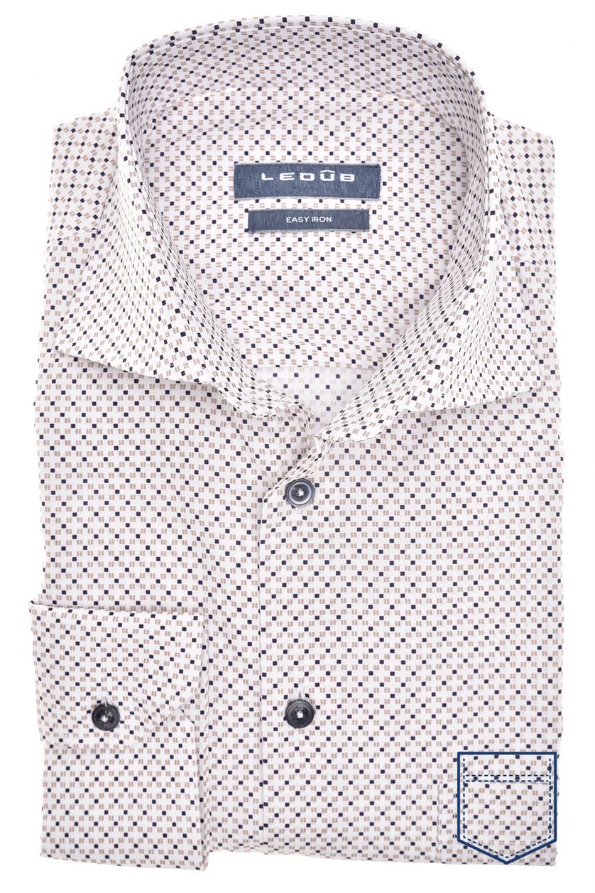 Ledub business overhemd normale fit wit geprint katoen easy iron