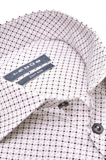 Ledub overhemd Modern Fit New wit geprint katoen easy iron