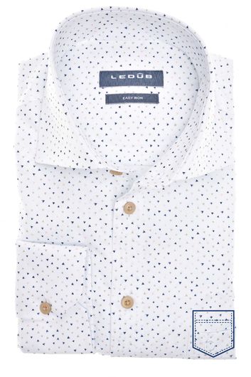 Ledub business overhemd Modern Fit New normale fit wit geprint katoen