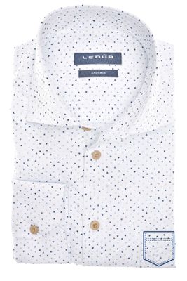 Ledub Ledub overhemd normale fit wit geprint katoen wide spread