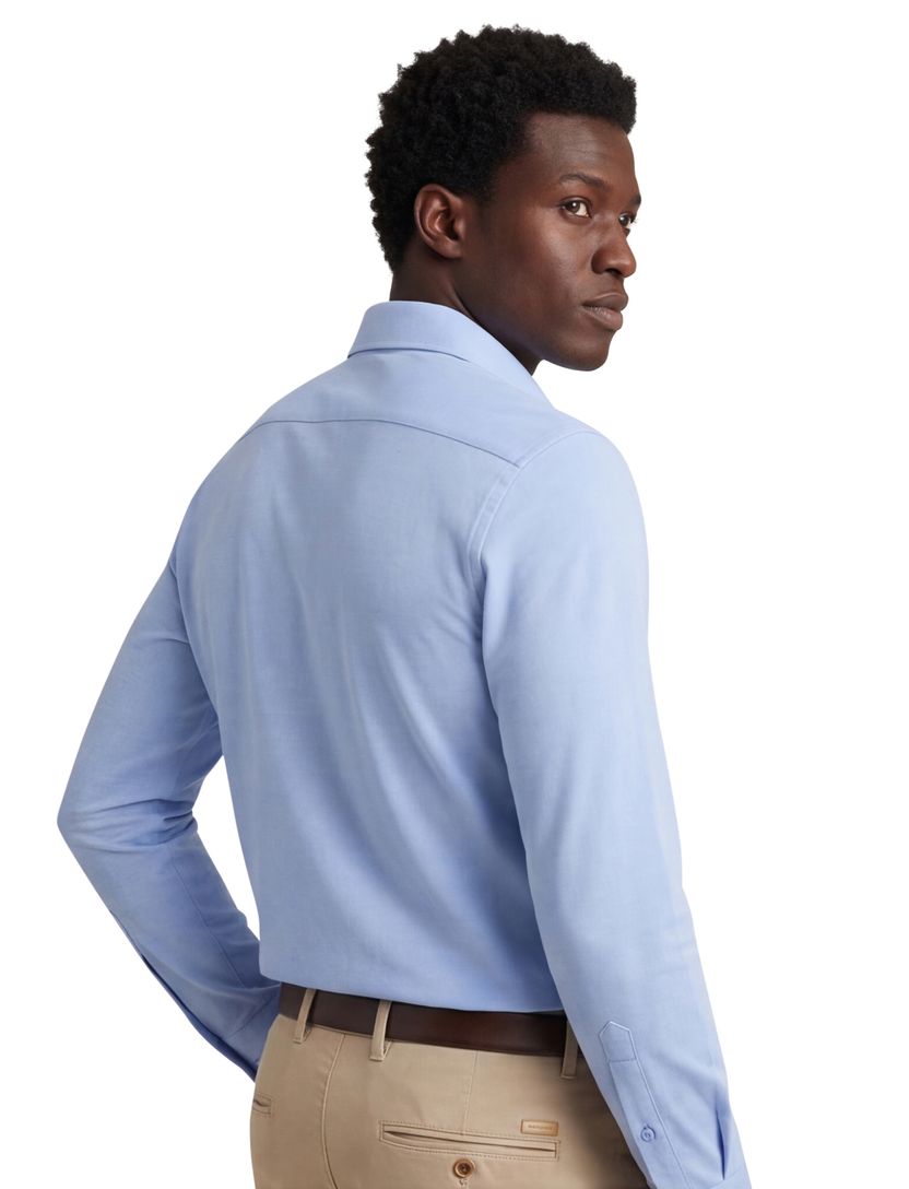 Ledub overhemd slim fit lichtblauw effen katoen