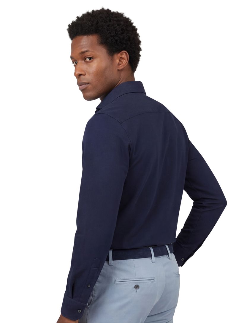 Ledub business overhemd Slim Fit donkerblauw effen 100% katoen