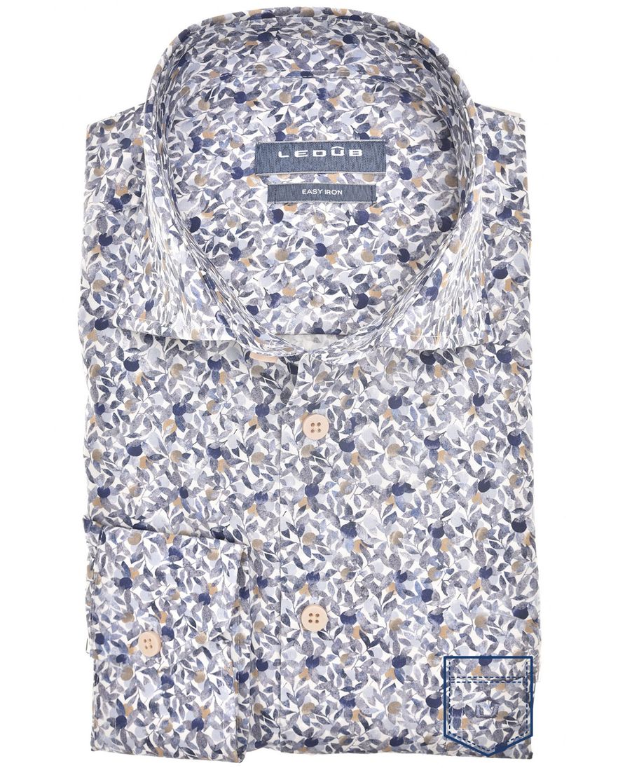 Ledub overhemd Modern Fit blauw print