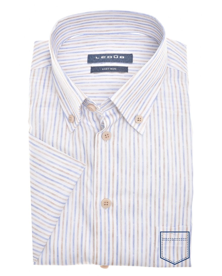 Ledub Modern Fit overhemd korte mouw wit