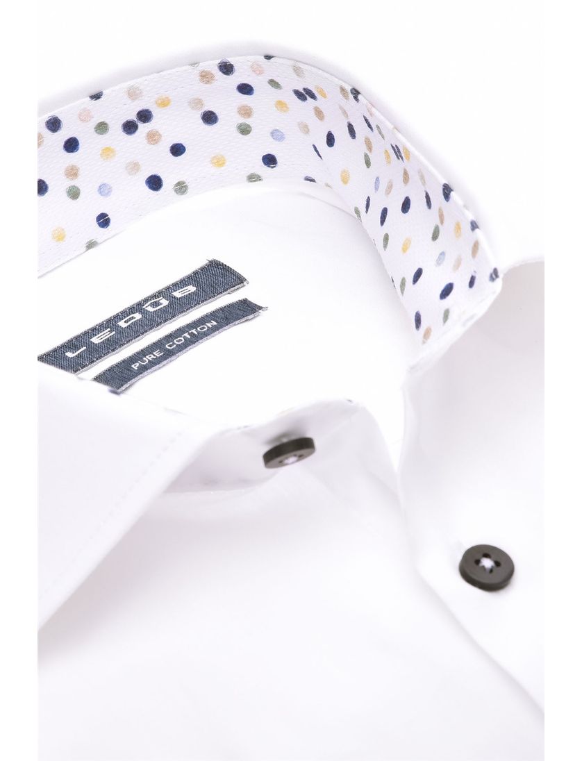 Ledub zakelijk overhemd Modern Fit New normale fit wit effen katoen