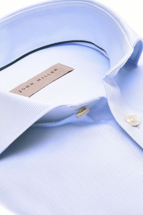 John Miller overhemd mouwlengte 7 lichtblauw effen katoen