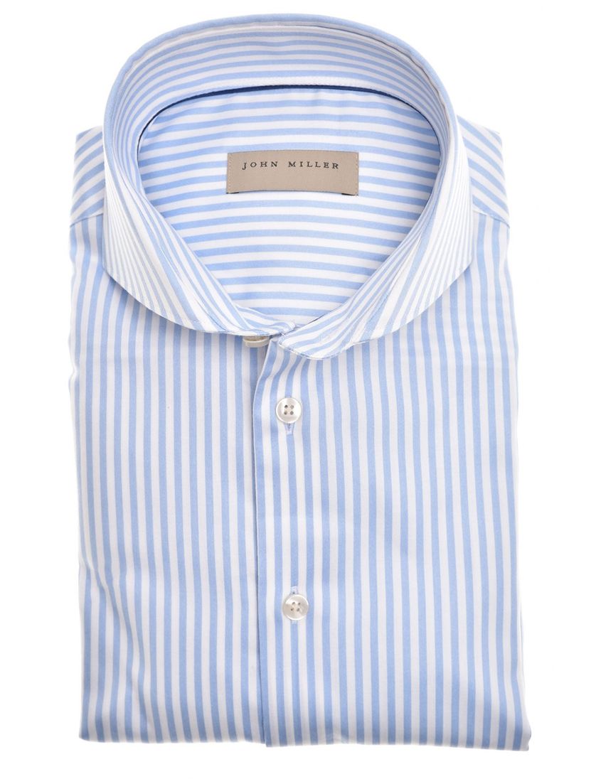 John Miller overhemd lichtblauw gestreept