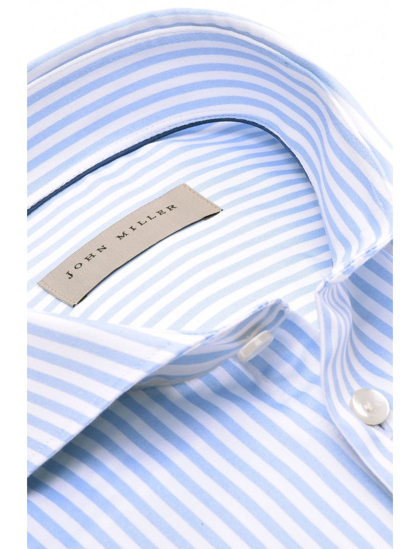 John Miller overhemd lichtblauw gestreept