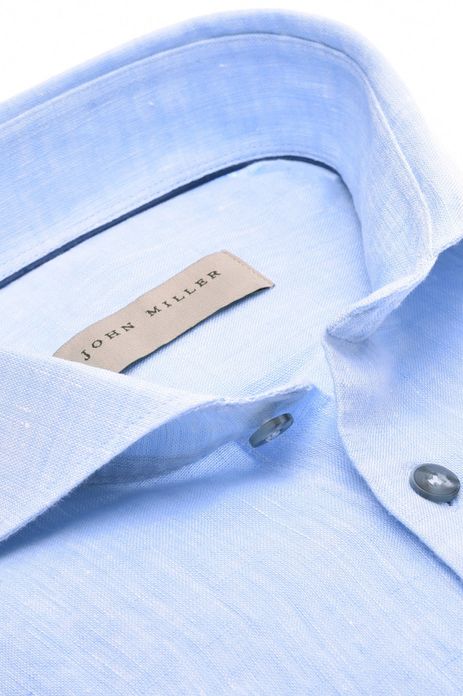 John Miller overhemd lichtblauw effen linnen