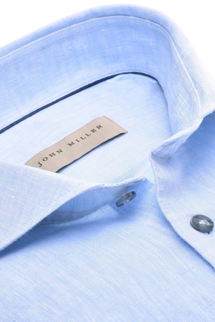 John Miller overhemd slim fit lichtblauw effen linnen