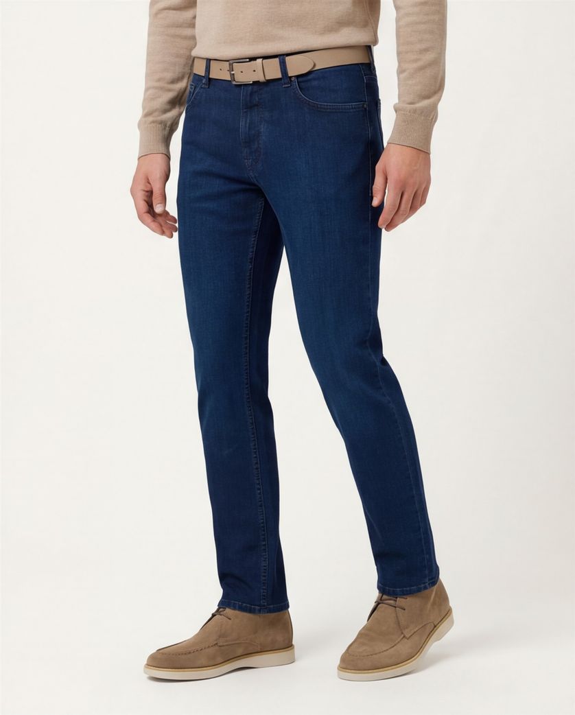 Stretch spijkerbroek Brax donkerblauw effen