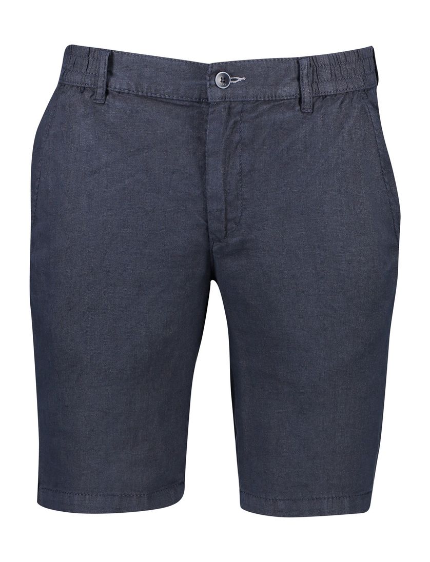 Linnen Brax korte broek effen donkerblauw