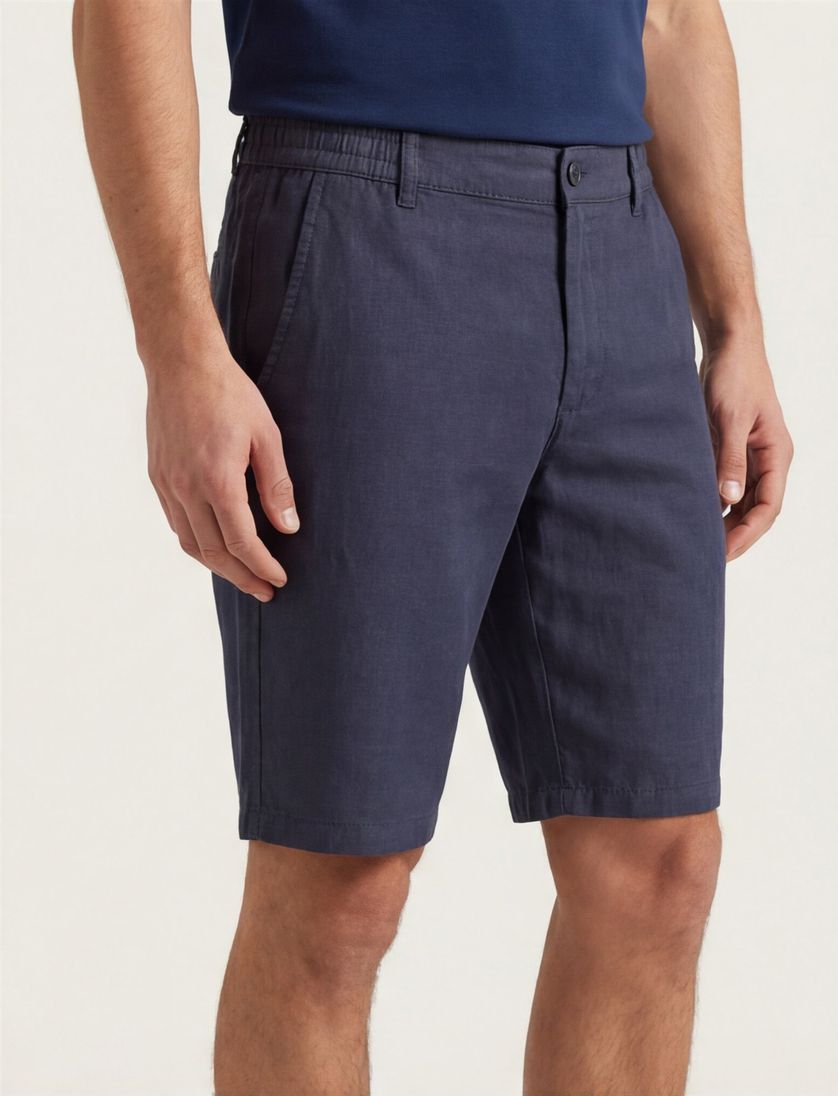 Linnen Brax korte broek effen donkerblauw