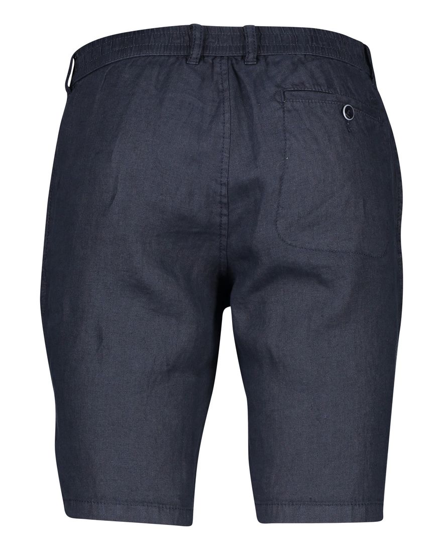 Brax korte broek effen donkerblauw linnen