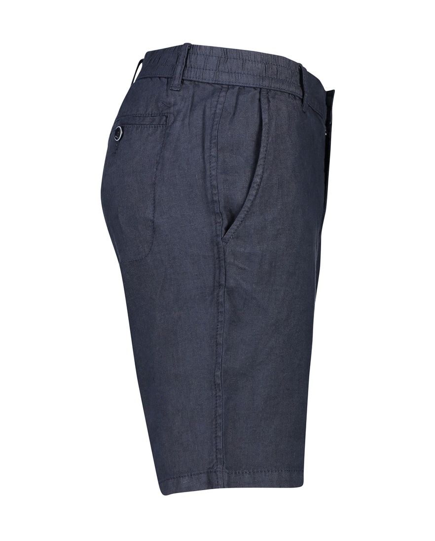 Brax korte broek effen donkerblauw linnen