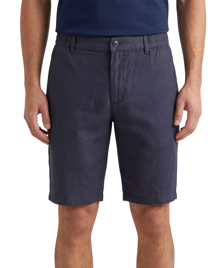 Brax korte broek effen donkerblauw linnen