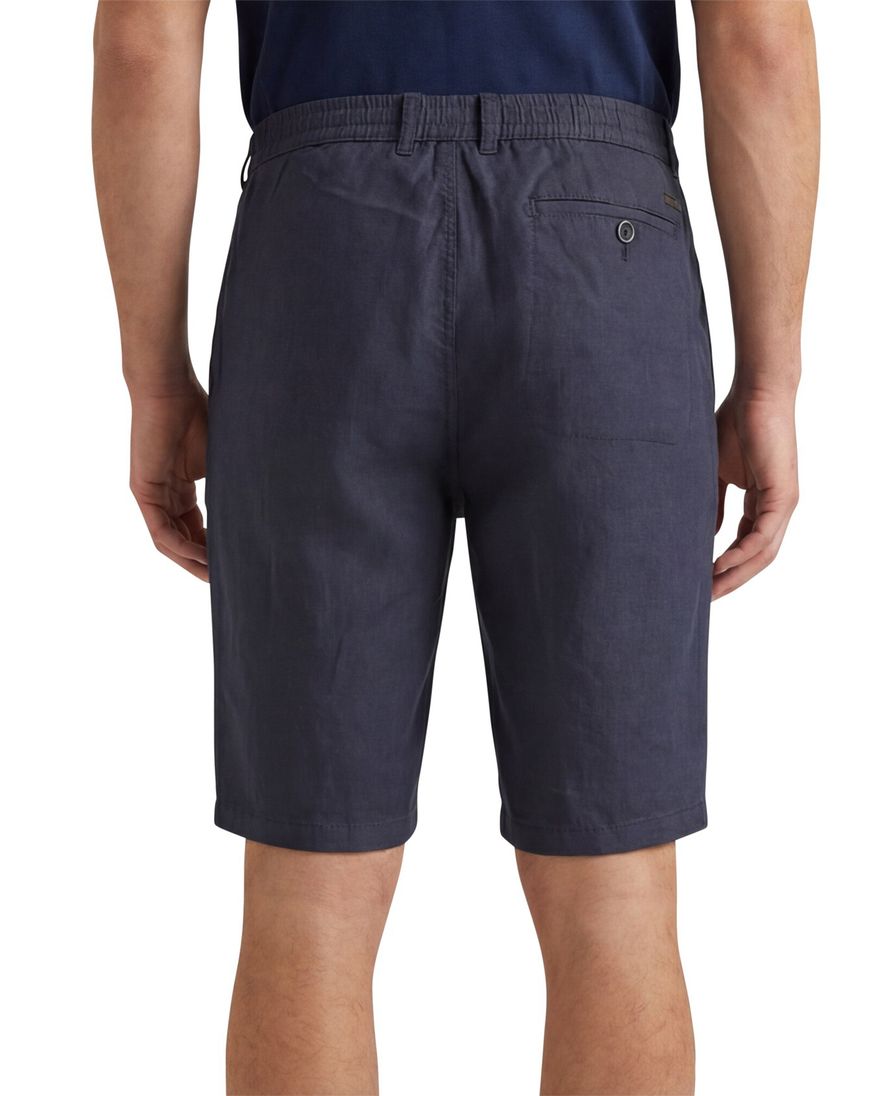 Brax korte broek effen donkerblauw linnen