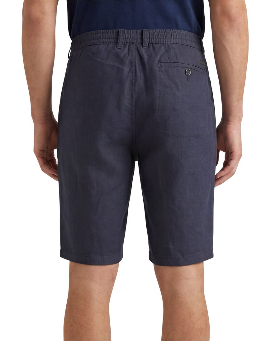 Linnen Brax korte broek effen donkerblauw