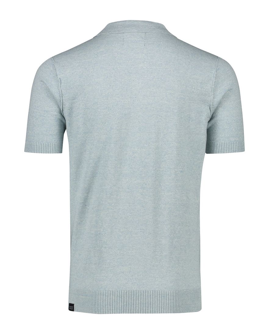 Lichtblauw gemêleerd Butcher of Blue polo Clifden katoen