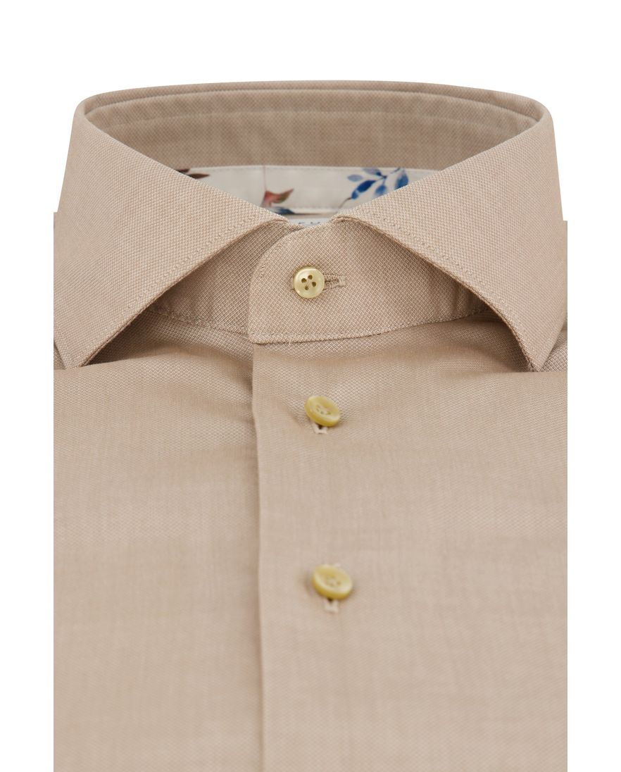 Katoenen Profuomo beige overhemd slim fit