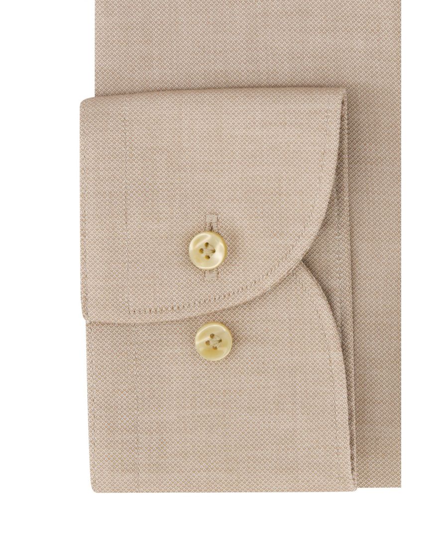 Katoenen Profuomo beige overhemd slim fit