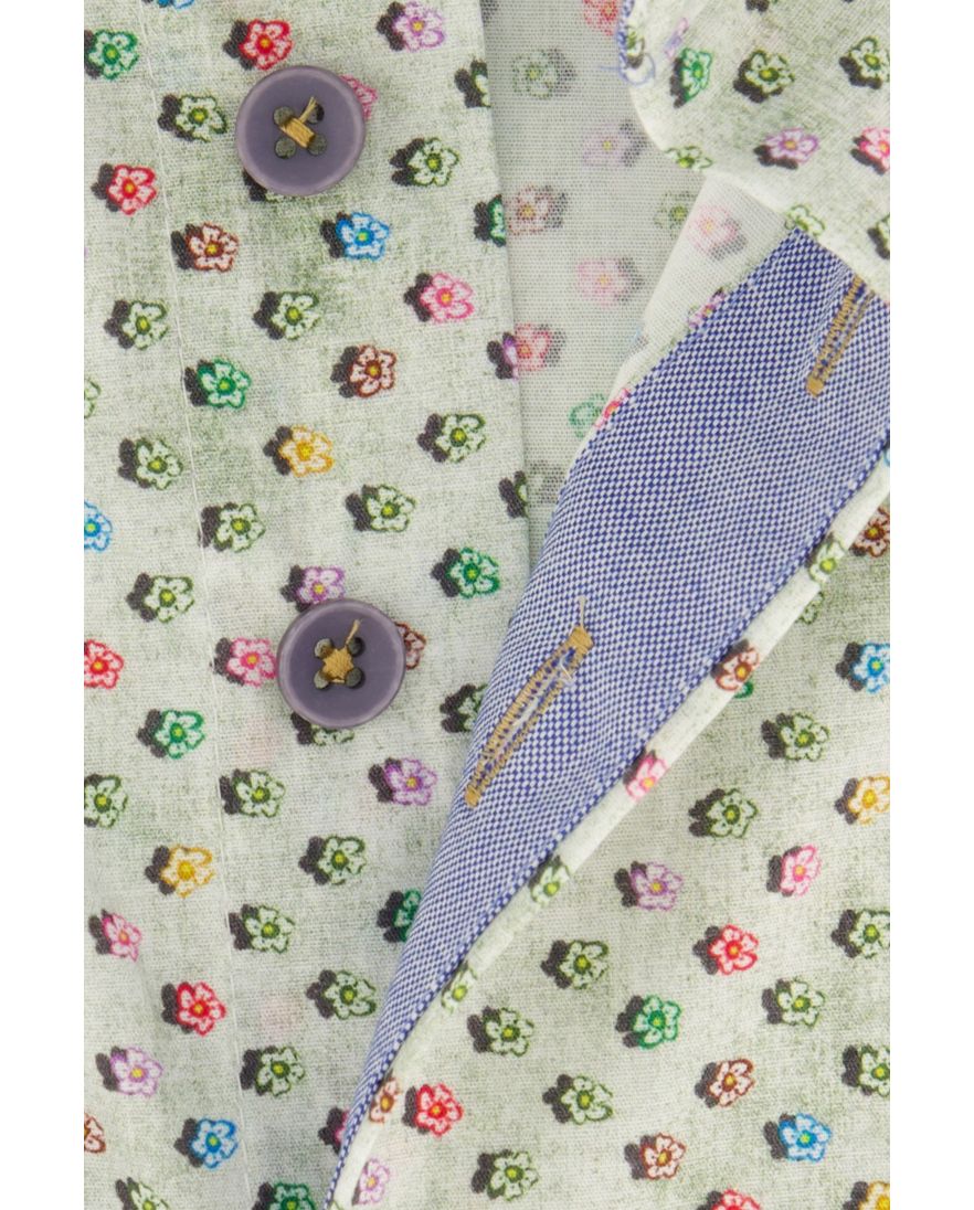 Portofino overhemd wijde fit groen geprint katoen