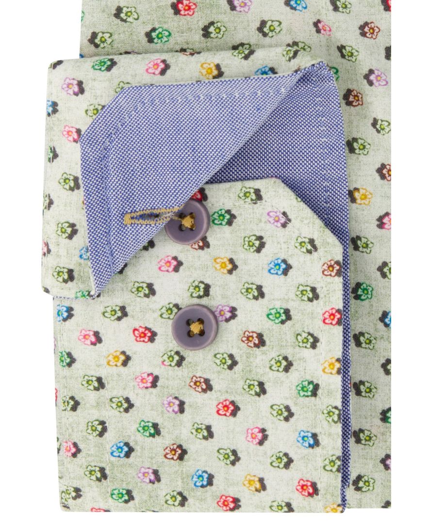 Portofino overhemd wijde fit groen geprint katoen