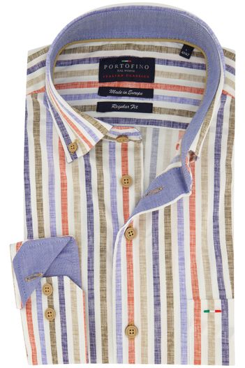 Portofino Portofino overhemd button-down gestreept blauw