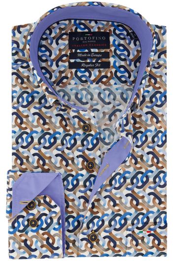 Portofino Portofino overhemd blauw geprint
