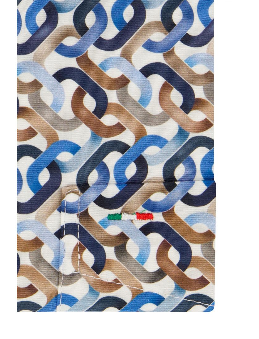 katoenen Portofino casual overhemd blauw geprint wijde fit