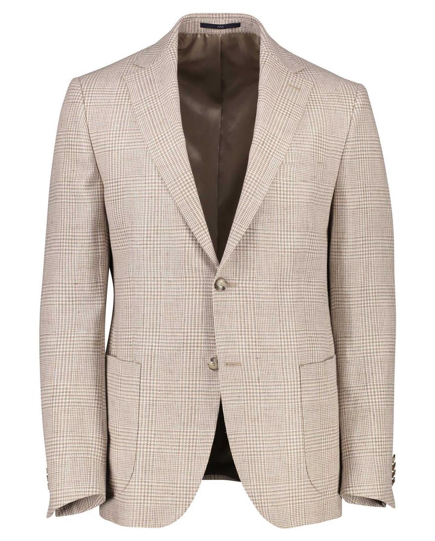 Dressler normale fit colbert linnen beige geruit