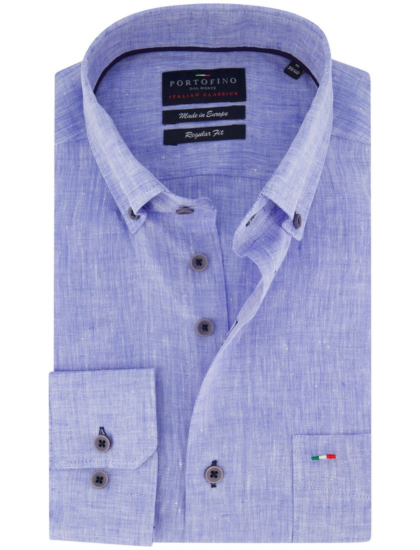 casual overhemd Portofino Regular Fit lichtblauw gemêleerd