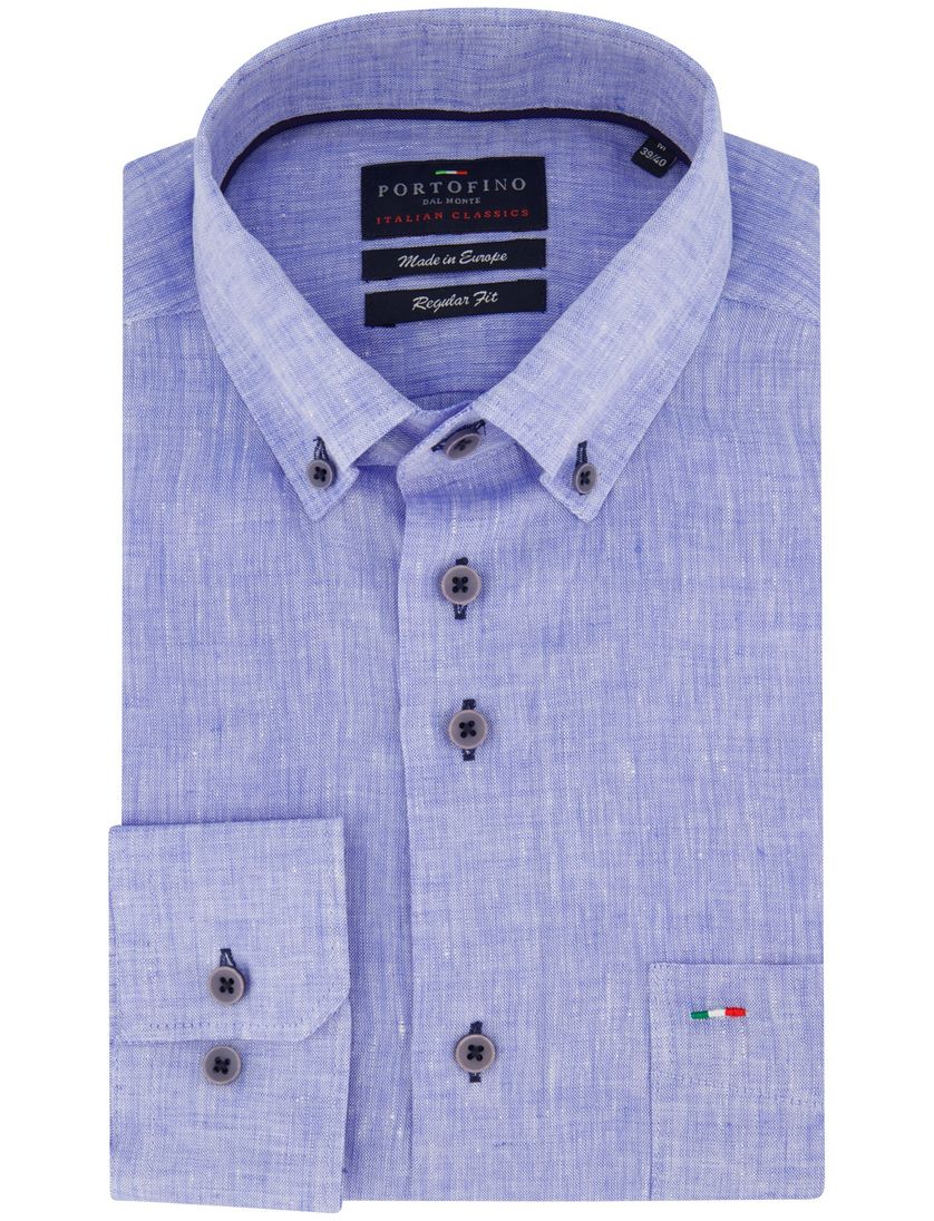 casual overhemd Portofino Regular Fit lichtblauw gemêleerd