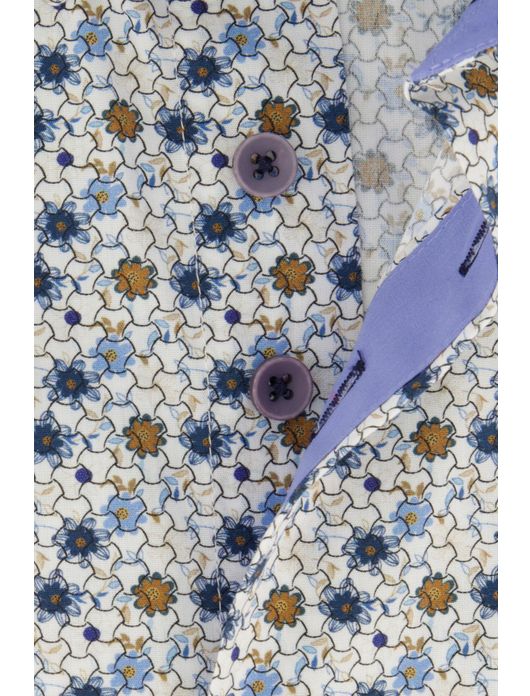 Portofino overhemd korte mouw blauw geprint