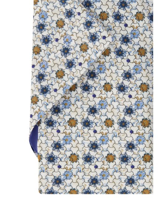 Portofino overhemd korte mouw blauw geprint