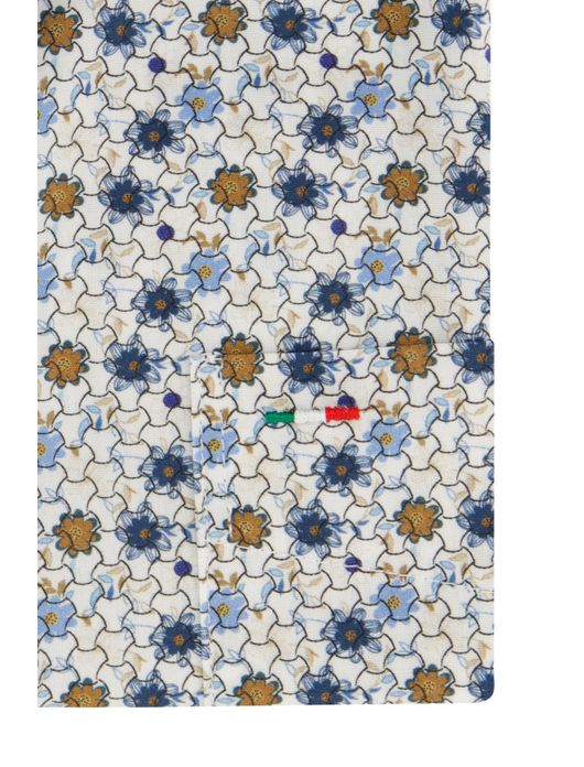 Portofino overhemd korte mouw blauw geprint