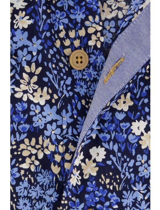 Portofino overhemd korte mouw blauw geprint