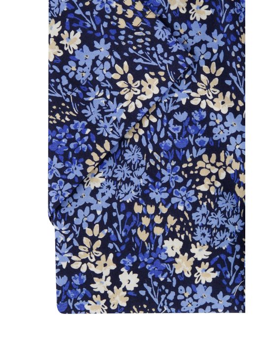 Portofino overhemd korte mouw blauw geprint