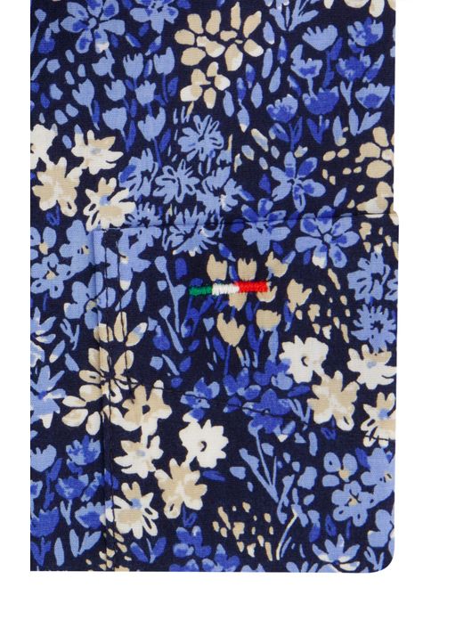 Portofino overhemd korte mouw blauw geprint