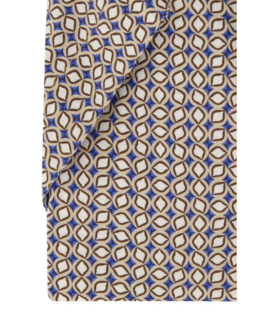 Portofino overhemd korte mouw geprint beige