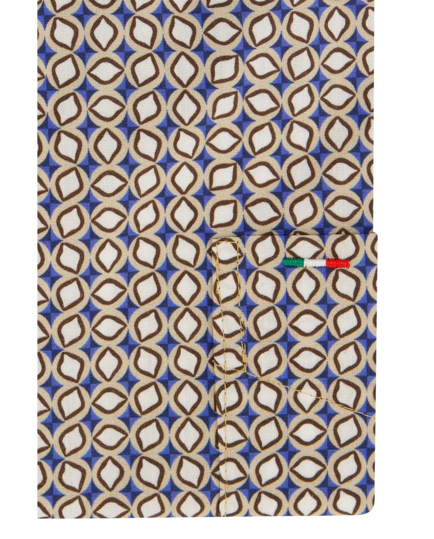 Portofino overhemd korte mouw geprint beige
