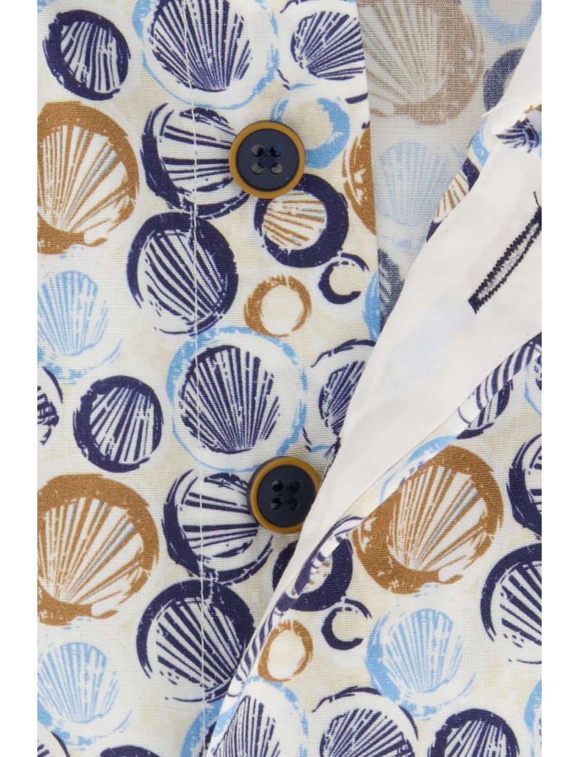 Portofino overhemd korte mouw wit geprint wijde fit