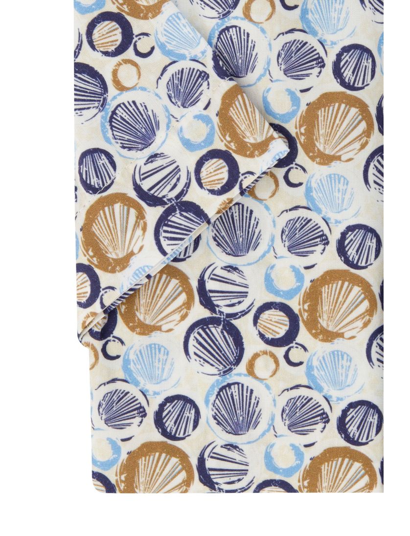 Portofino overhemd korte mouw wit geprint wijde fit