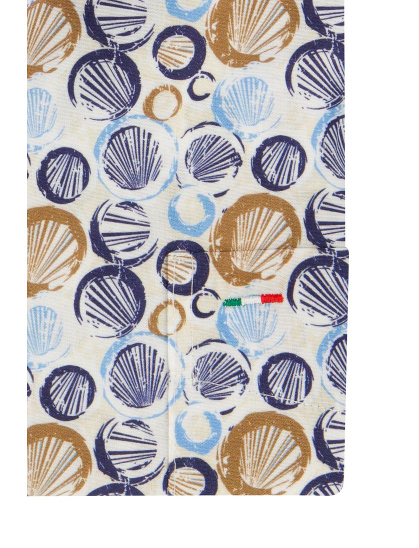 Portofino overhemd korte mouw wit geprint wijde fit