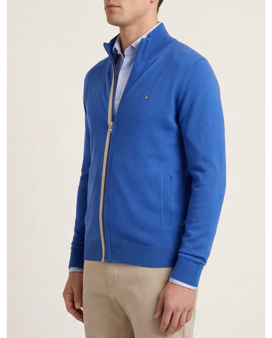 Portofino vest blauw effen katoen