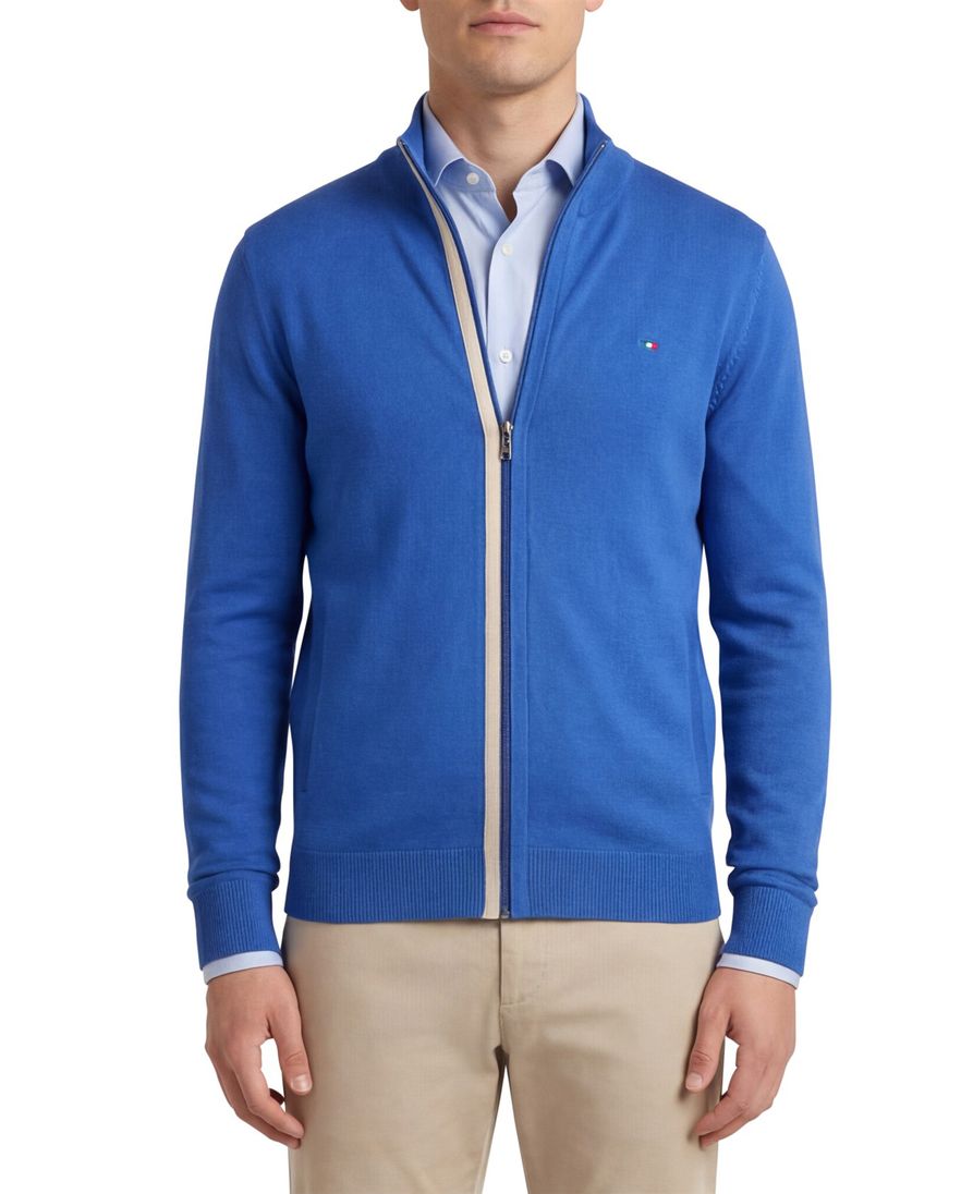 Portofino vest blauw effen katoen