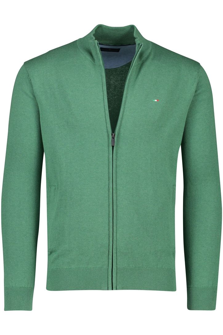 katoenen Portofino vest effen groen rits