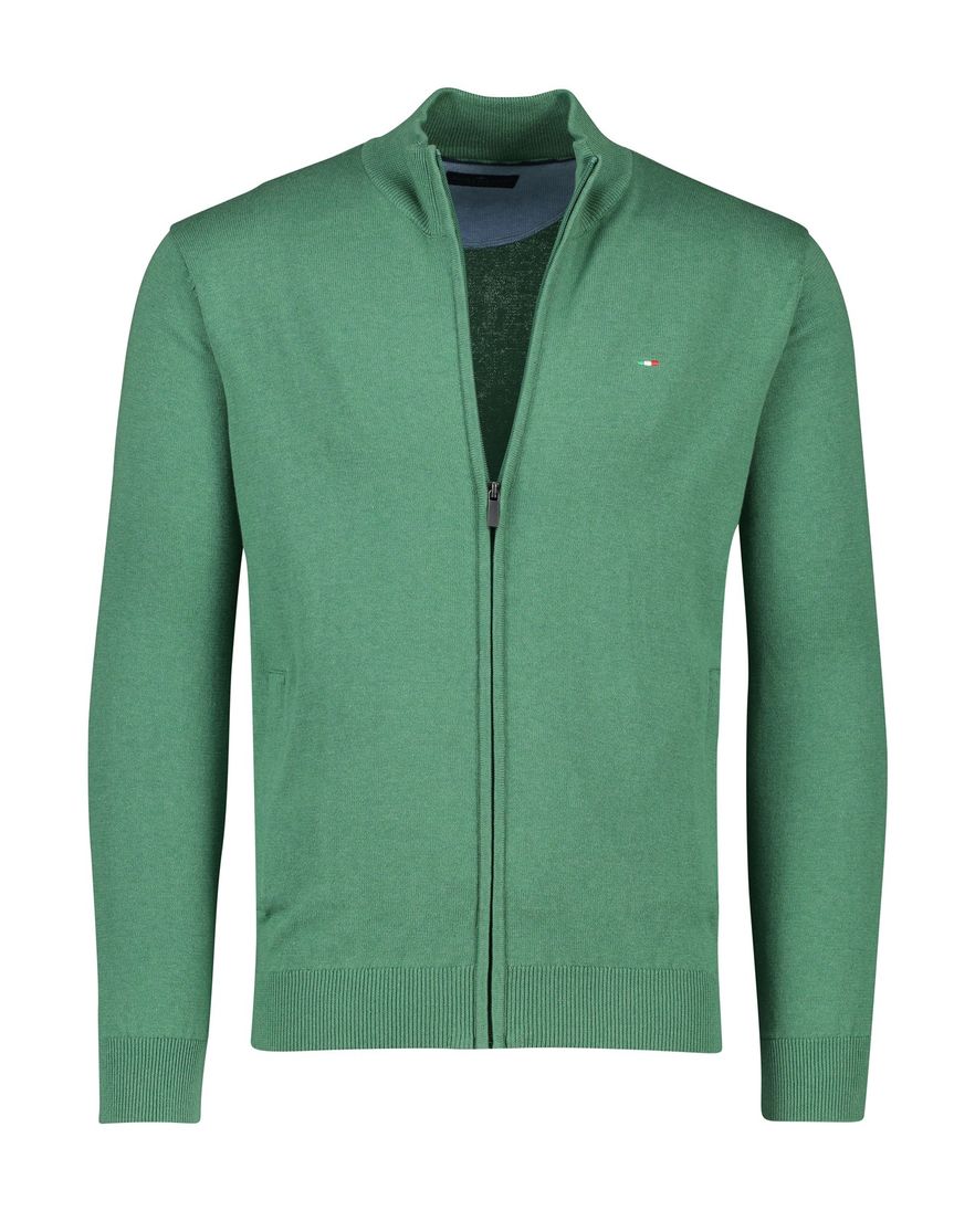 Portofino vest effen groen katoen rits