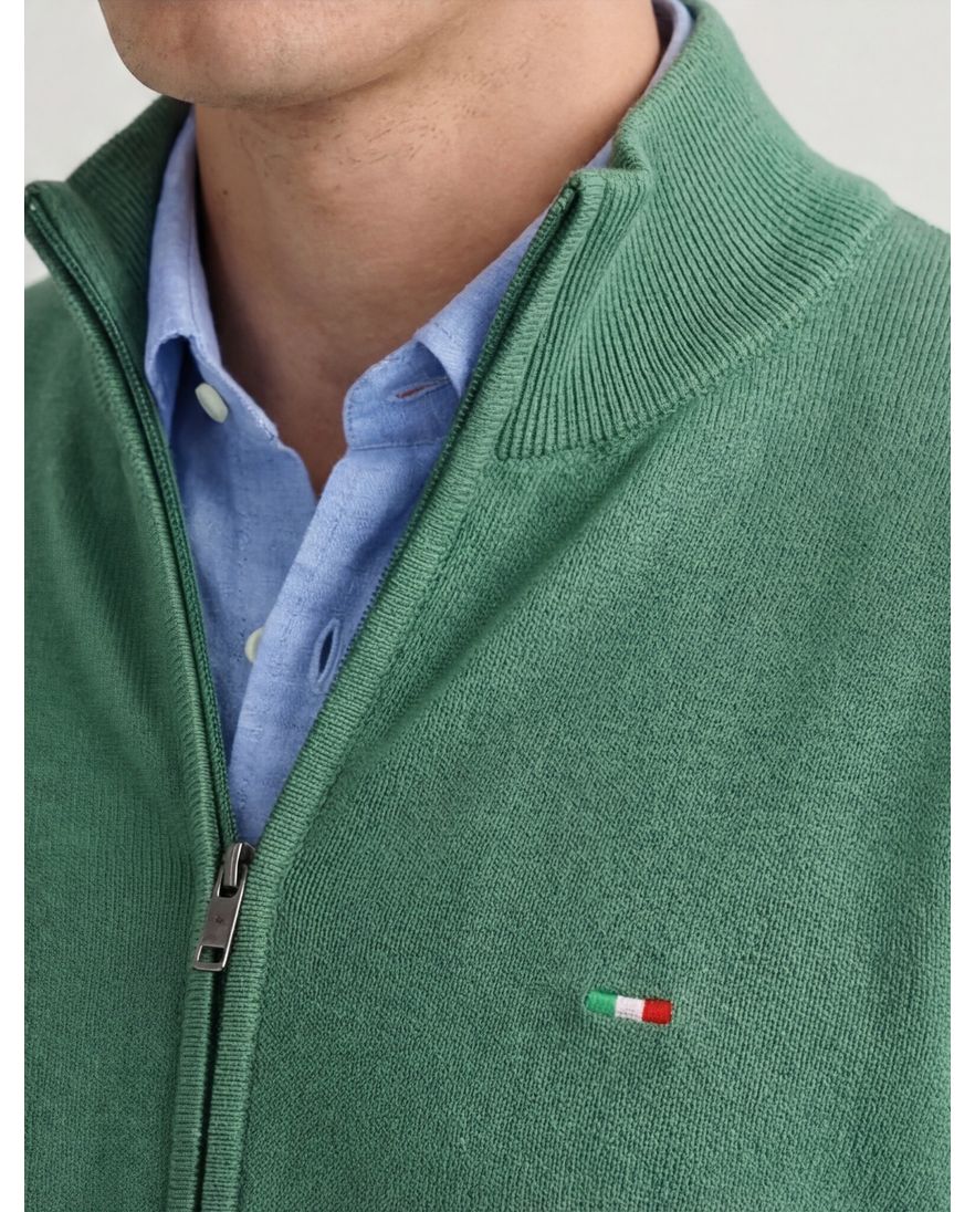 Portofino vest effen groen katoen rits